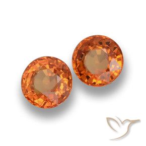 1.25 ctw Orange Sapphire Stones, Natural Sapphire in Round Facet Shape for Sale