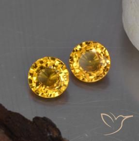 1.07 ctw Golden Sapphire Stones, Natural Sapphire in Round Facet Shape for Sale