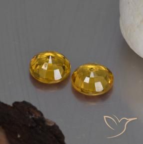 Sapphire Gemstones in 5 mm (calibrated) Size for Sale, Sapphire Stones in Golden Orange Color