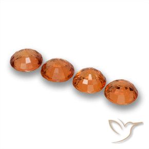 Sapphire Gemstones in 5 mm (calibrated) Size for Sale, Sapphire Stones in Deep Orange Color