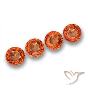 2.37 ctw Orange Sapphire Stones, Natural Sapphire in Round Facet Shape for Sale