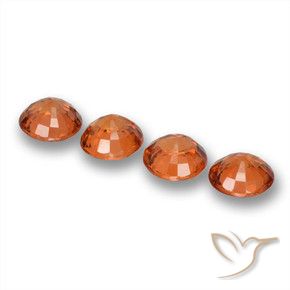 Sapphire Gemstones in 5 mm (calibrated) Size for Sale, Sapphire Stones in Reddish Orange Color