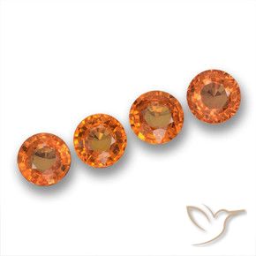 2.42 ctw Orange Sapphire Stones, Natural Sapphire in Round Facet Shape for Sale