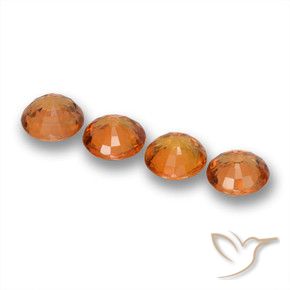Sapphire Gemstones in 5 mm (calibrated) Size for Sale, Sapphire Stones in Bright Orange Color