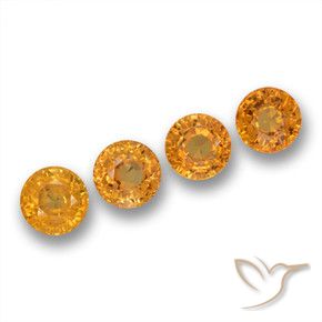3.10 ctw Orange Sapphire Stones, Natural Sapphire in Round Facet Shape for Sale
