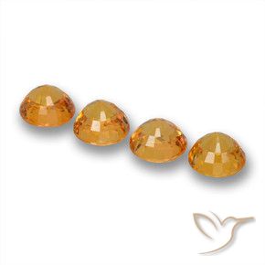 Sapphire Gemstones in 5 mm (calibrated) Size for Sale, Sapphire Stones in Medium Orange Color
