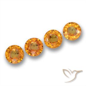 2.18 ctw Orange Sapphire Stones, Natural Sapphire in Round Facet Shape for Sale