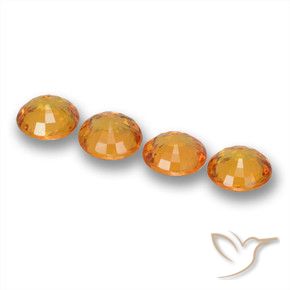 Sapphire Gemstones in 5 mm (calibrated) Size for Sale, Sapphire Stones in Apricot Orange Color