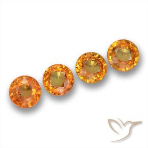 2.04 ctw Orange Sapphire Stones, Natural Sapphire in Round Facet Shape for Sale
