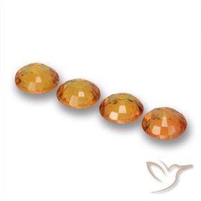 Sapphire Gemstones in 5 mm (calibrated) Size for Sale, Sapphire Stones in Apricot Orange Color