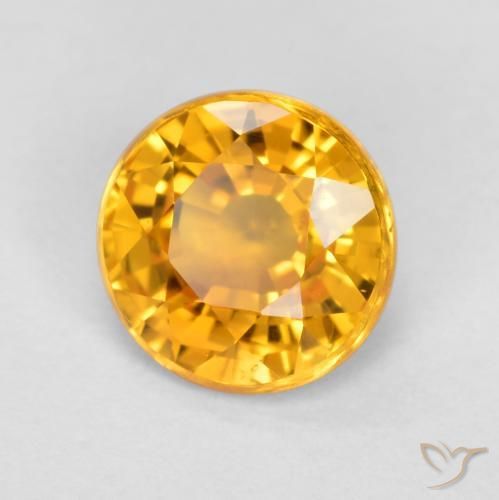 0.83 ct Golden Sapphire Stone, Natural Sapphire in Round Facet Shape for Sale