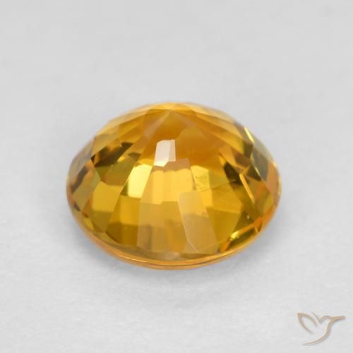 Sapphire Gemstone in 5.2 mm Size for Sale, Sapphire Stone in Medium Orange Color