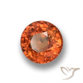 0.59 ct Orange Sapphire Stone, Natural Sapphire in Round Facet Shape for Sale
