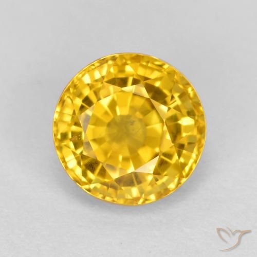 0.75 ct Golden Sapphire Stone, Natural Sapphire in Round Facet Shape for Sale