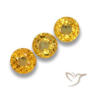1.69 ctw Golden Sapphire Stones, Natural Sapphire in Round Facet Shape for Sale