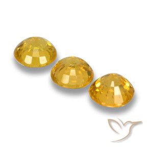 Sapphire Gemstones in 4.7 mm Size for Sale, Sapphire Stones in Deep Golden Orange Color