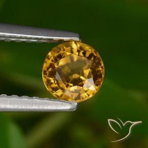 0.68 ct Golden Sapphire Stone, Natural Sapphire in Round Facet Shape for Sale