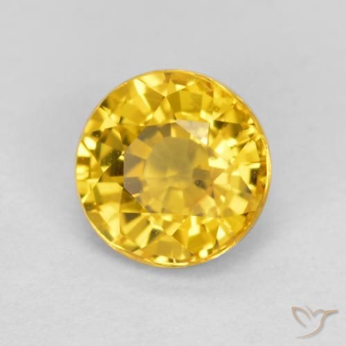 0.69 ct Golden Sapphire Stone, Natural Sapphire in Round Facet Shape for Sale
