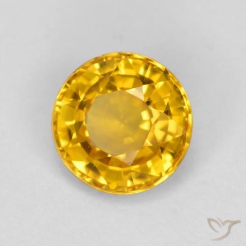 0.65 ct Golden Sapphire Stone, Natural Sapphire in Round Facet Shape for Sale