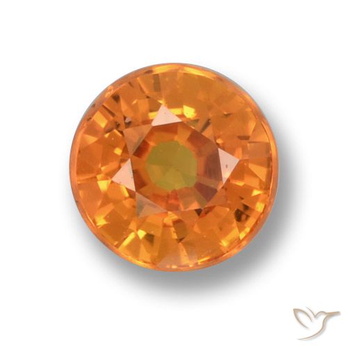 0.70ct Natural Bright Orange Sapphire, Round, VVS-VS