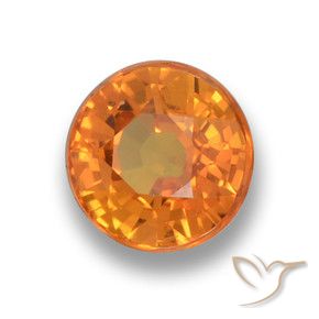 0.70 ct Orange Sapphire Stone, Natural Sapphire in Round Facet Shape for Sale
