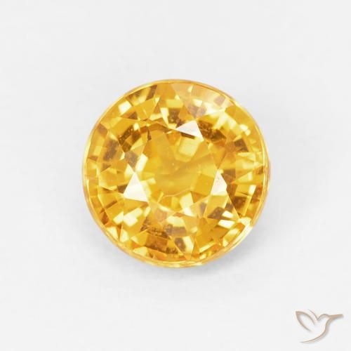 0.76 ct Loose Yellow Sapphire, 5.2 mm Round Cut From Tanzania, Photo A