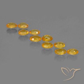 Sapphire Gemstones in 4.9 x 3.2 mm Size for Sale, Sapphire Stones in Dark Orange-Gold Color