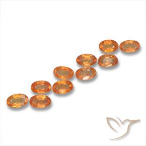 3.45 ctw Orange Sapphire Stones, Natural Sapphire in Oval Facet Shape for Sale