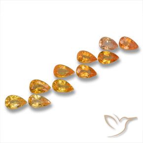 3.17 ctw Orange Sapphire Stones, Natural Sapphire in Pear Facet Shape for Sale