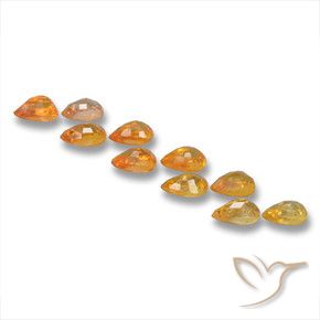Sapphire Gemstones in 4.8 x 3.2 mm Size for Sale, Sapphire Stones in Medium Orange Color