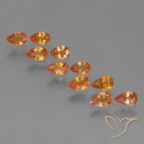 3.02 ctw Orange Sapphire Stones, Natural Sapphire in Pear Facet Shape for Sale