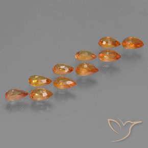 Sapphire Gemstones in 5 x 3 mm (calibrated) Size for Sale, Sapphire Stones in Bright Orange Color