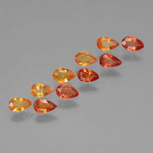 Medium-Dark Orange Sapphire Gem - 0.3ct Pear Facet (ID: 462013)
