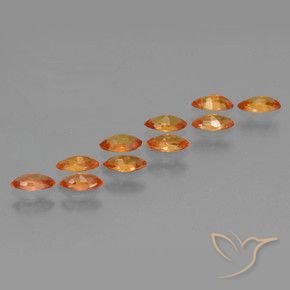Sapphire Gemstones in 4.8 x 2.6 mm Size for Sale, Sapphire Stones in Bright Orange Color