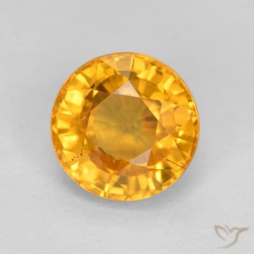 0.75 ct Golden Sapphire Stone, Natural Sapphire in Round Facet Shape for Sale