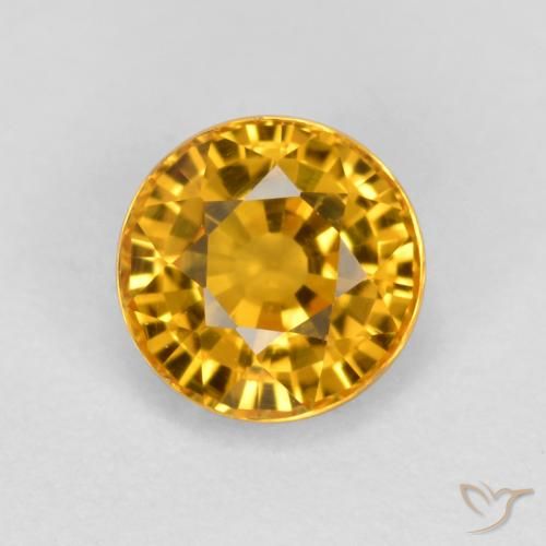 Deep Gold Sapphire Gem - 0.7ct Round Facet (ID: 462057)