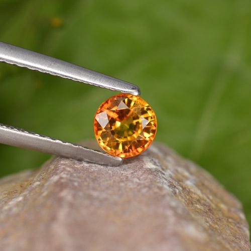 Ярко-оранжевый Сапфир Камень - 0.7ct Круглая Фасетная Огранка (ID: 462084)