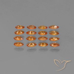 Sapphire Gemstones in 4.6 x 2.6 mm Size for Sale, Sapphire Stones in Bright Orange Color