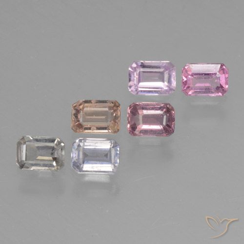 6-teiliges Set octagonschliff mehrfarbiger Saphir aus Tansania - Gewicht 1,49 ct gesamt / Durchschn. je 0,25ct, Größe 4,1 x 2,9mm, Farbe: Mehrfarbig, Mohs-Härte 9 Geeignet für den täglichen Gebrauch im Schmuck, Traditioneller April-Geburtsstein , Photo A