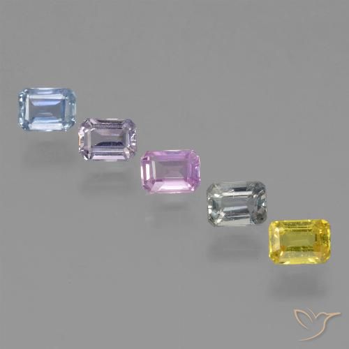 Mehrfarbig Saphir Edelstein - 0.3ct Octagon Stufenschliff (ID: 462148)