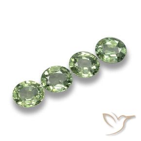 3.47 ctw Green Sapphire Stones, Natural Sapphire in Oval Facet Shape for Sale