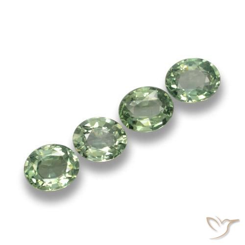 3.20 ctw Green Sapphire Stones, Natural Sapphire in Oval Facet Shape for Sale