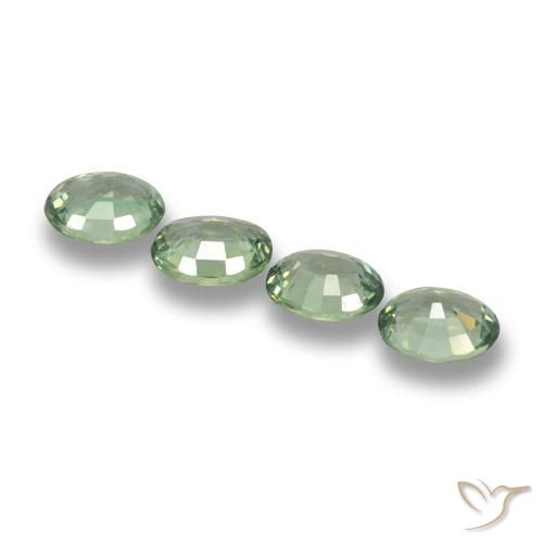 Sapphire Gemstones in 6 x 4.9 mm Size for Sale, Sapphire Stones in Medium-Light Green Color