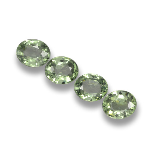 Medium Light Green Сапфир Камень - 0.8ct Фасетный Овал (ID: 462385)