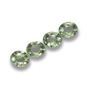 3.02 ctw Green Sapphire Stones, Natural Sapphire in Oval Facet Shape for Sale