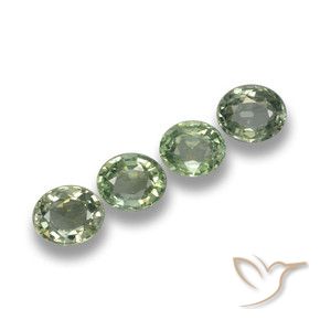 3.12 ctw Green Sapphire Stones, Natural Sapphire in Oval Facet Shape for Sale