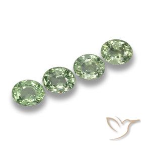 3.42 ctw Green Sapphire Stones, Natural Sapphire in Oval Facet Shape for Sale