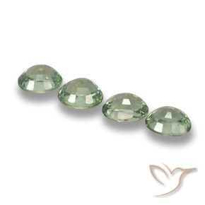 Sapphire Gemstones in 5.8 x 4.7 mm Size for Sale, Sapphire Stones in Medium Light Green Color
