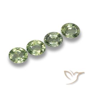 2.94 ctw Green Sapphire Stones, Natural Sapphire in Oval Facet Shape for Sale