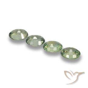 Sapphire Gemstones in 5.9 x 4.8 mm Size for Sale, Sapphire Stones in Sage Green Color